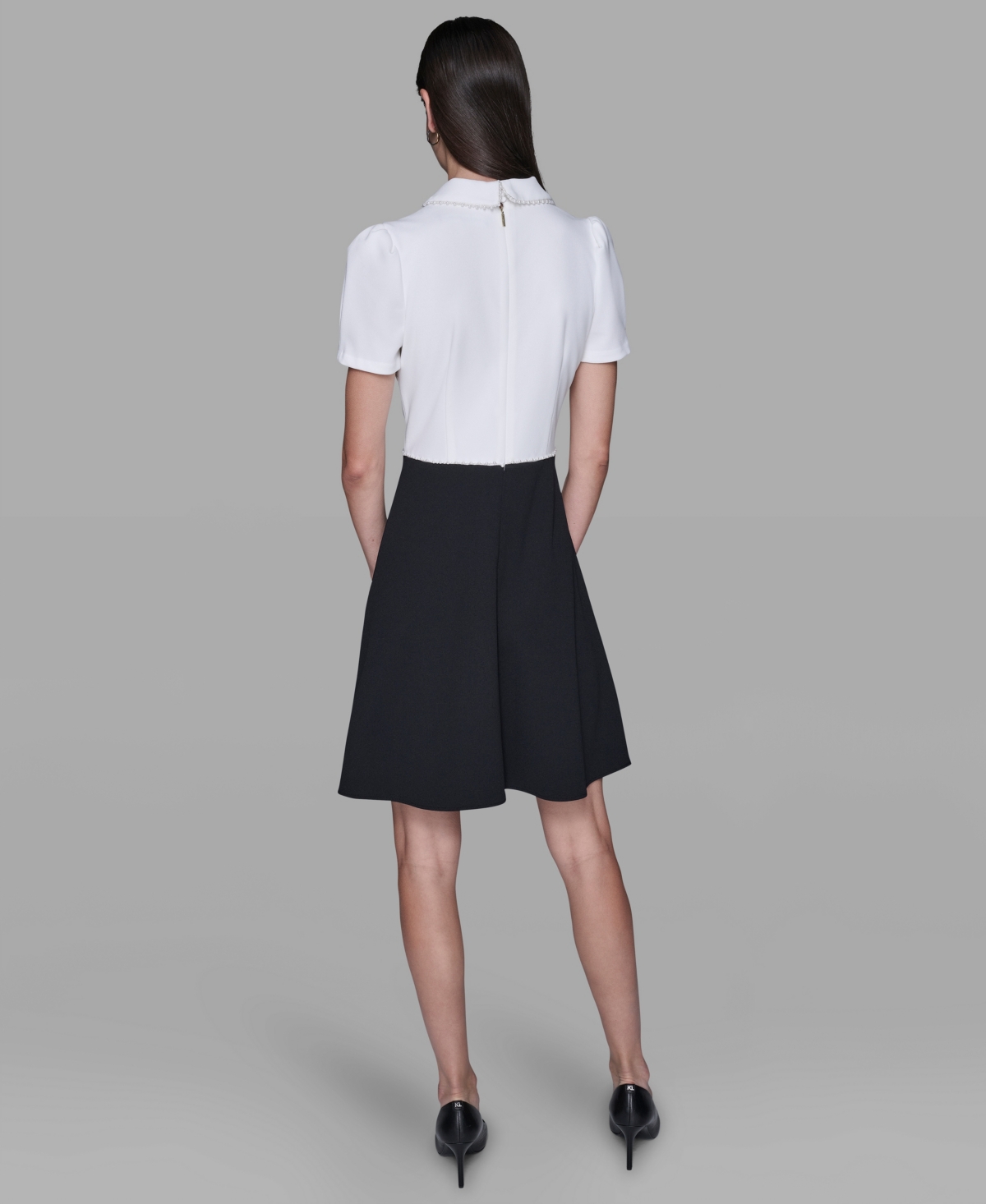 Karl Lagerfeld Women's Scuba Crepe Fit & Flare Dress In Black