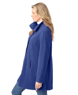 Plus Size Fleece Swing Funnel-Neck Coat
