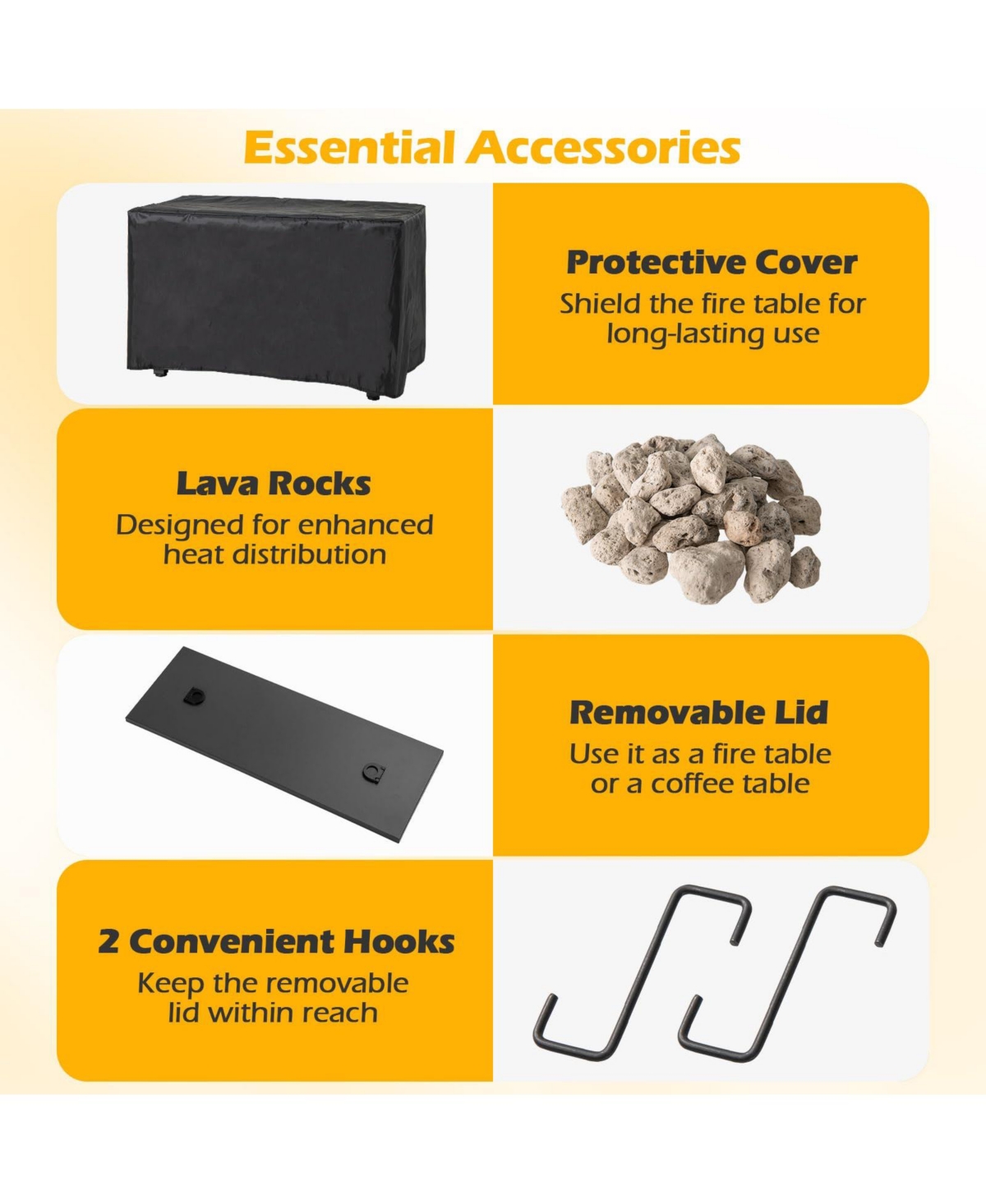 Mecale 40 Inch Outdoor Propane Fire Pit Rectangle Gas Fire Table with Lava Rocks.