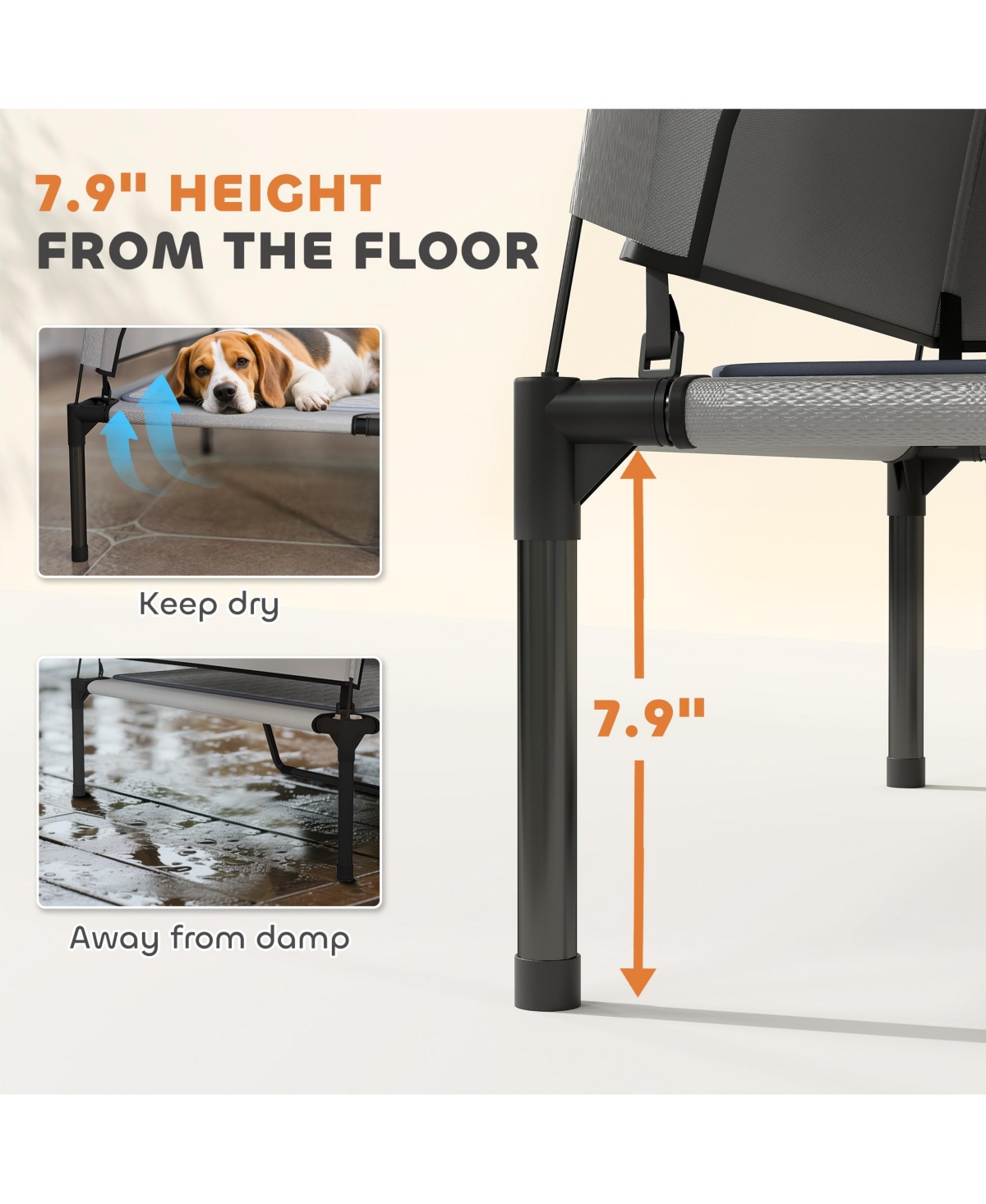 PawHut Elevated Dog Bed, Portable Raised Pet Bed with Canopy, Bag