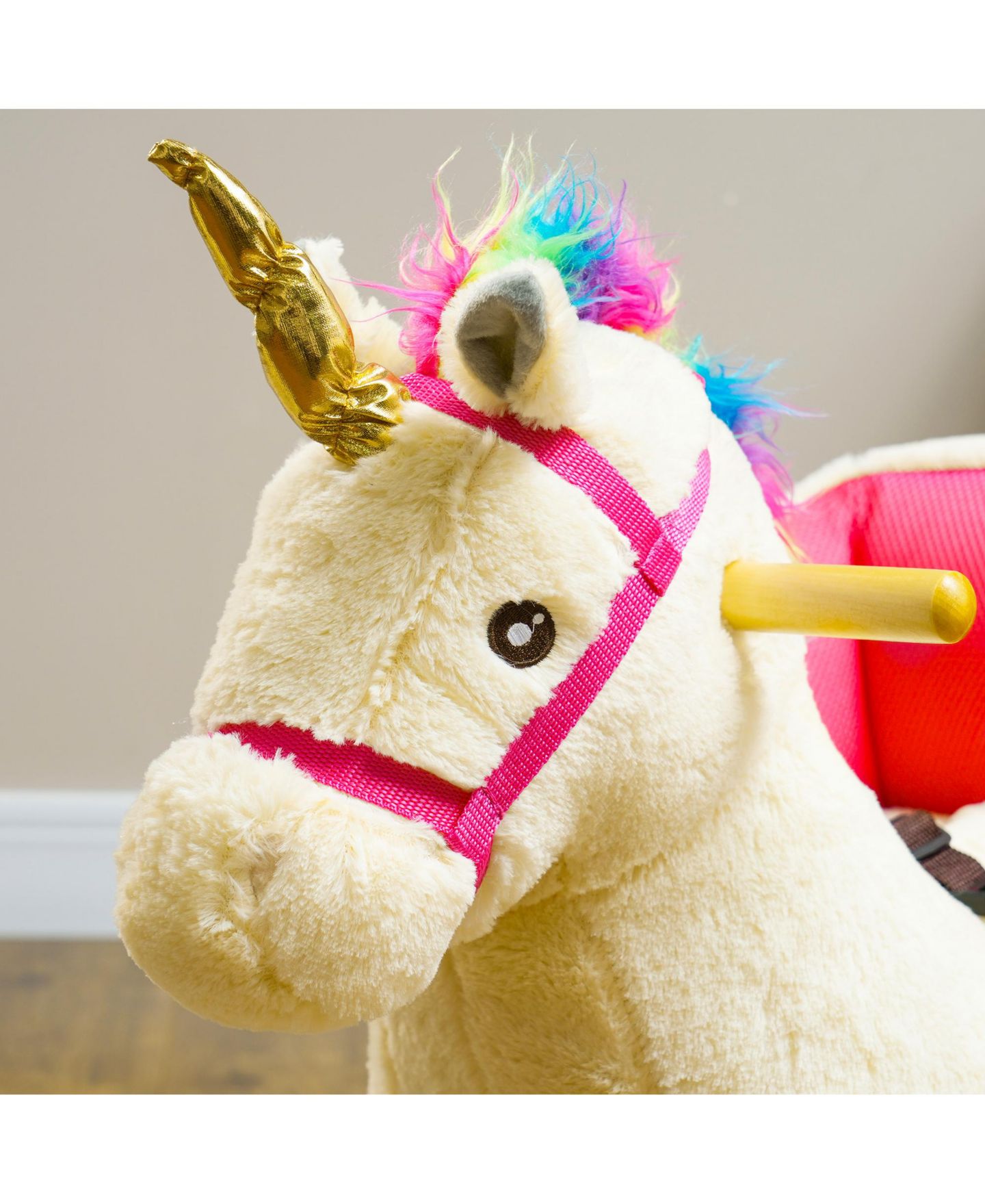 Детская игрушка Qaba Kids Rocking Horse, Unicorn with Realistic Sounds for 18-36 Months, цвет: Кремовый белый — фото 9