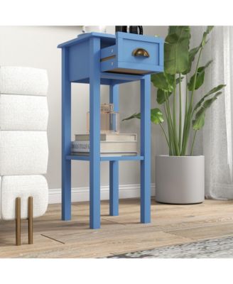 2-Tier Side Table with Drawer Shelf, End Table,