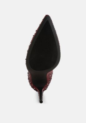 Womens Lobelia Rhinestones Embellished Stiletto Boots