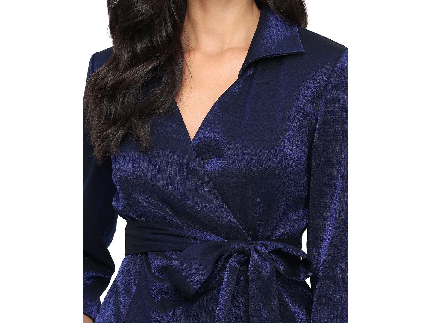 Женский топ Alex Evenings V-Neck Shimmer, цвет: Тёмный королевский синий — фото 2