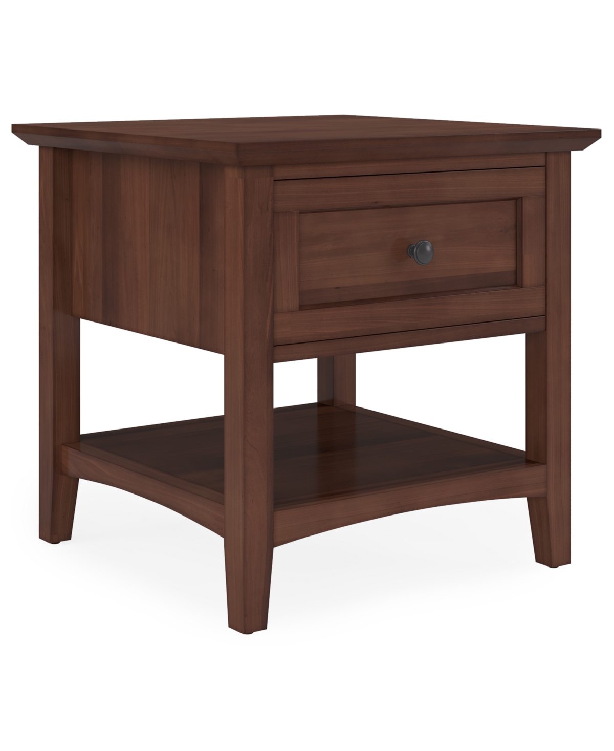 Macy's Furniture 24" Solid Wood Hedworth Square End Table In Brown
