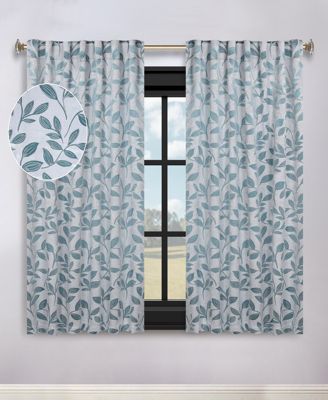 Leaves Modern Bohemian Back Tab Blackout Curtain Set, 52"x 63"