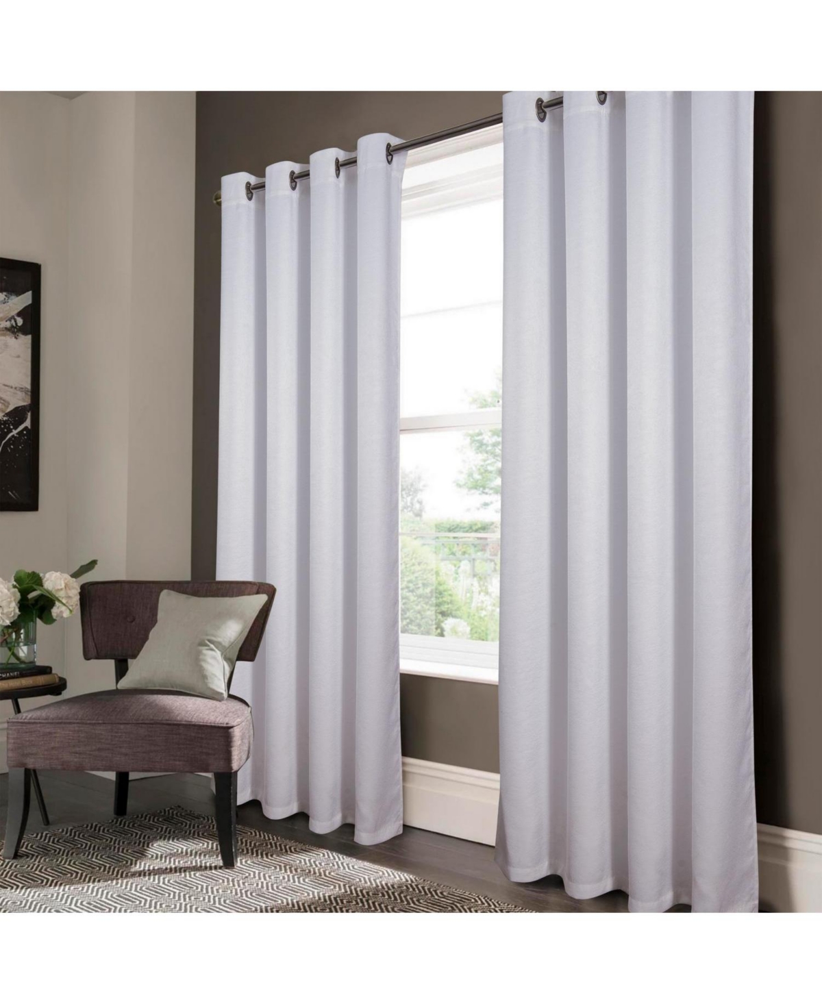 Olivia Gray San Juan Embossed Blackout Grommet Single Panel - 52x84", White