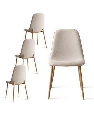 5-Piece Oak Finish Modern Round Glass Dining Set