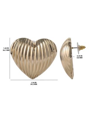Ribbed Heart Button Earrings