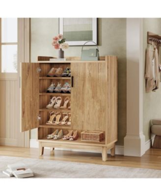 Shoe Cabinet with Doors, 20-Pair Entryway Shoe Storage Cabinet, Farmhouse Shoe Organizer