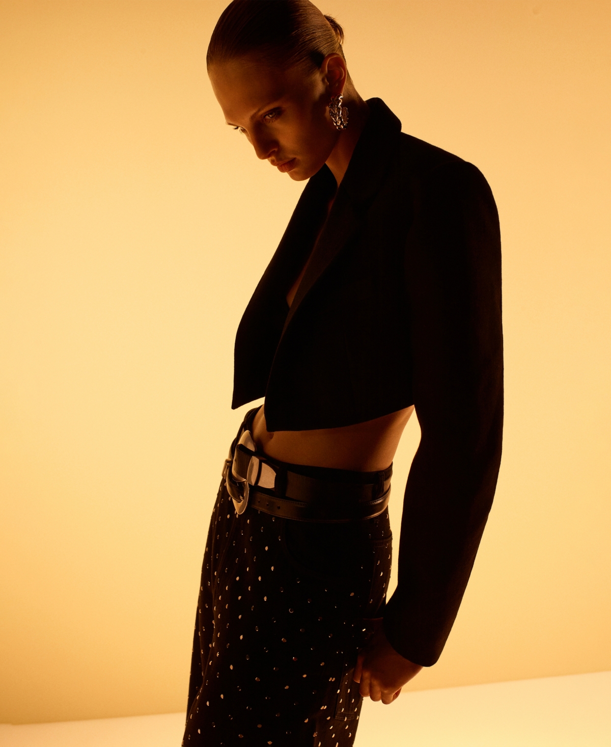 Mango Women's Wide Leg Rhinestone Jeans