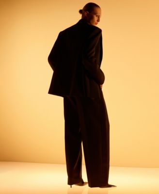 Women's Lapel Detail Wool Blend Suit Blazer