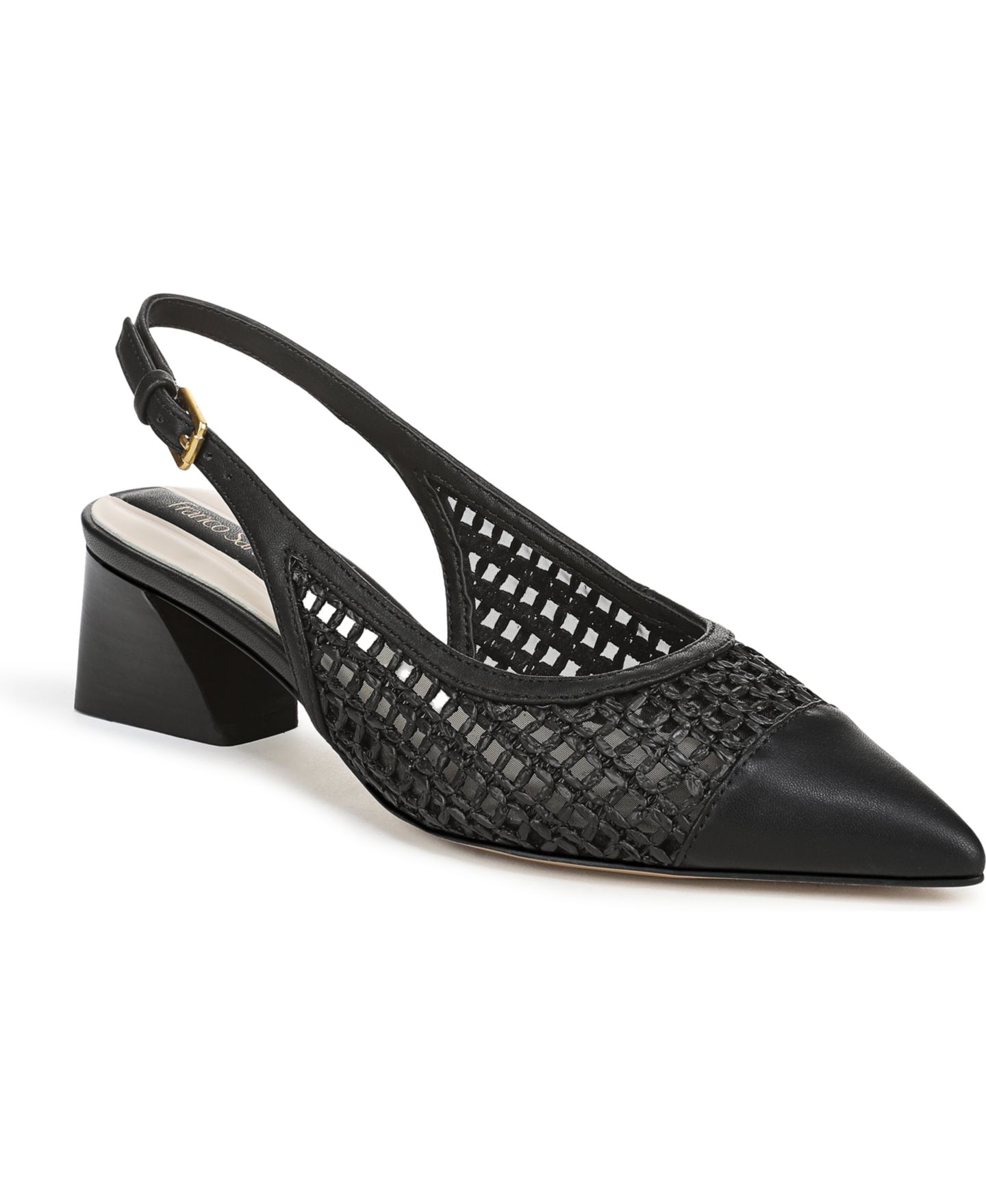 Женские туфли Franco Sarto Racer Pointed Toe Slingback, цвет: Чёрная искусственная кожа — фото 1