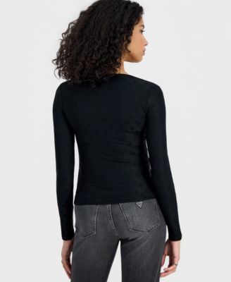 Women's Elleona Jacquard Square-Neck Top