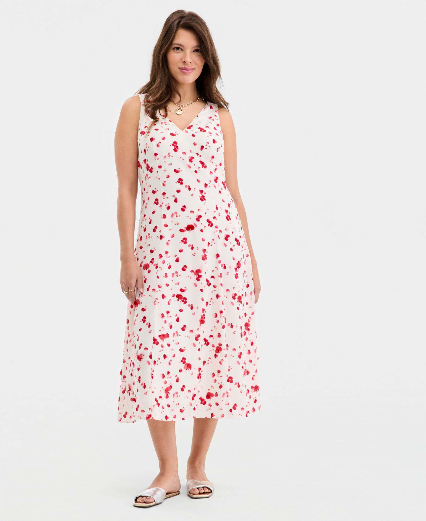 Женское платье On 34th Soft Petal Print Embellished Slip, цвет: Зимняя слоновая кость комбинированный — фото 1