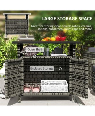 Wicker Storage Cabinet, Outdoor Buffet Cabinet