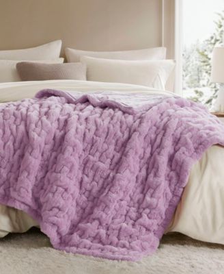 Ruched Reversible Faux-Fur Throw, 50" x 60"