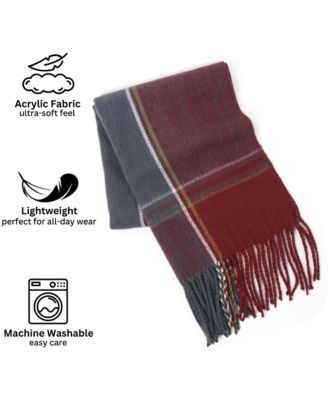 Men's Scarf Soft Knit Winter Scarves Plaid Striped or Solid Neck Covering Long Warm Stylish