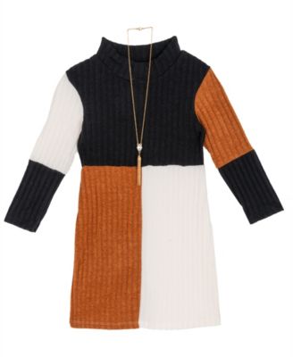 Rare Editions - Girls 4T-6X Colorblock Turtleneck Dress