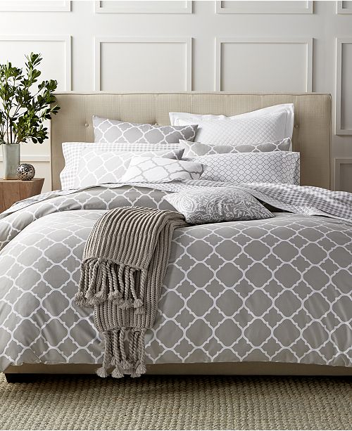 Charter Club Geometric Dove King Duvet Set Created For Macy S