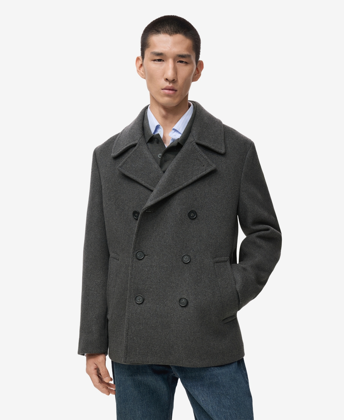Mango Men's Buttons Wool Double-Breasted Coat