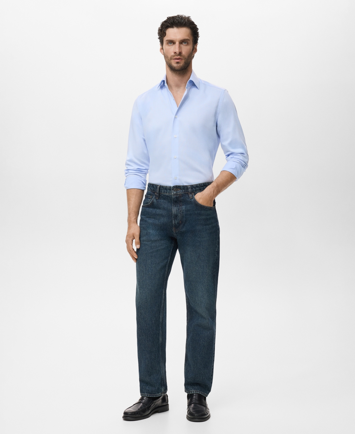 Mango Men's Slim-fit Cotton Shirt In Blue