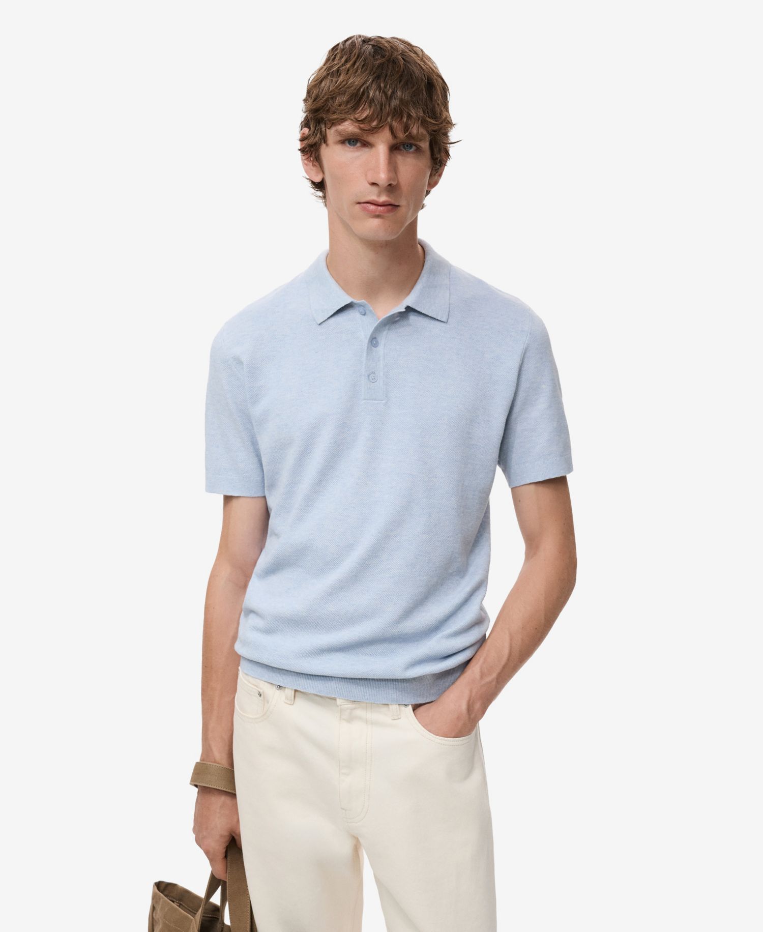Men's Structured Knitted Slim-Fit Polo Shirt