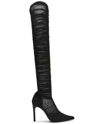 Women's Rashida Rhinestone Mesh Over-the-Knee Stiletto Dress Boots