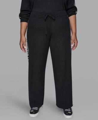 KARL LAGERFELD PARIS - Plus Size Wide Leg Side Logo Pants