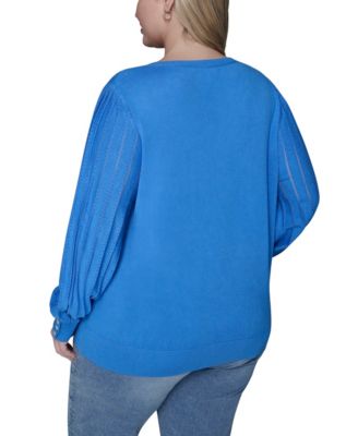 Women's Plus Size V-Neck Long-Sleeve Sweater