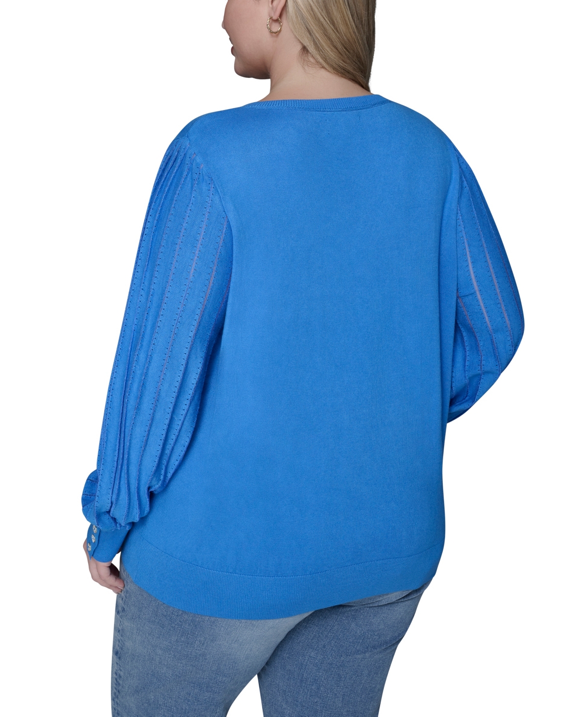 Karl Lagerfeld Paris Plus V-Neck Long-Sleeve Sweater
