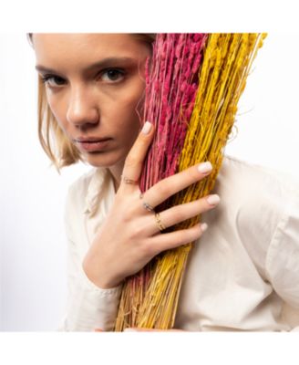 Sterling Silver Pave Jewelled Safety Pin Ring