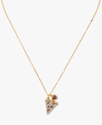 Cubic Zirconia and Glass Pizza My Heart Pendant Necklace