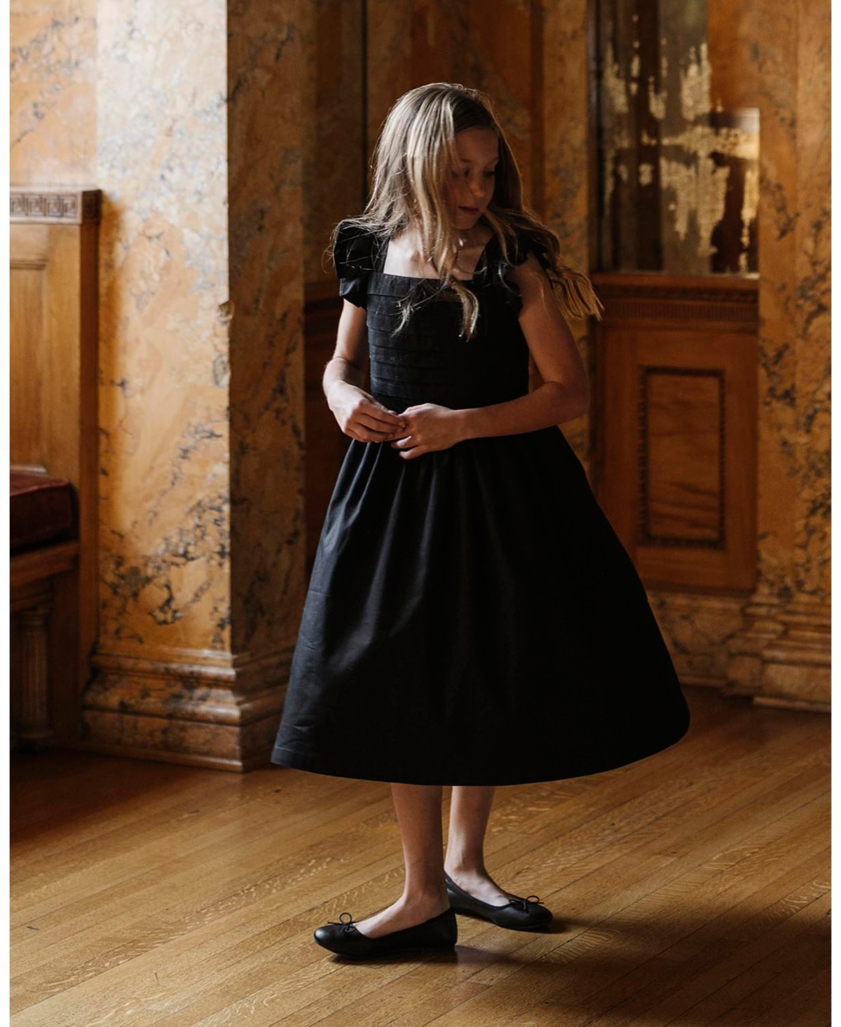 Hope & Henry Toddler Girls Organic Pleated Bodice Sateen Party Dress