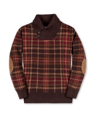 Toddler Boys Hope and Henry Organic Long Sleeve Intarsia Shawl Collar Sweater with Elbow Patches
