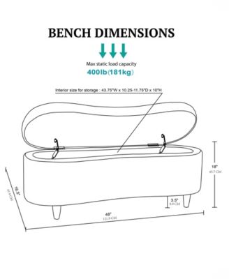 Bailey 48"W Boucl&eacute; Flip Top Storage Bench