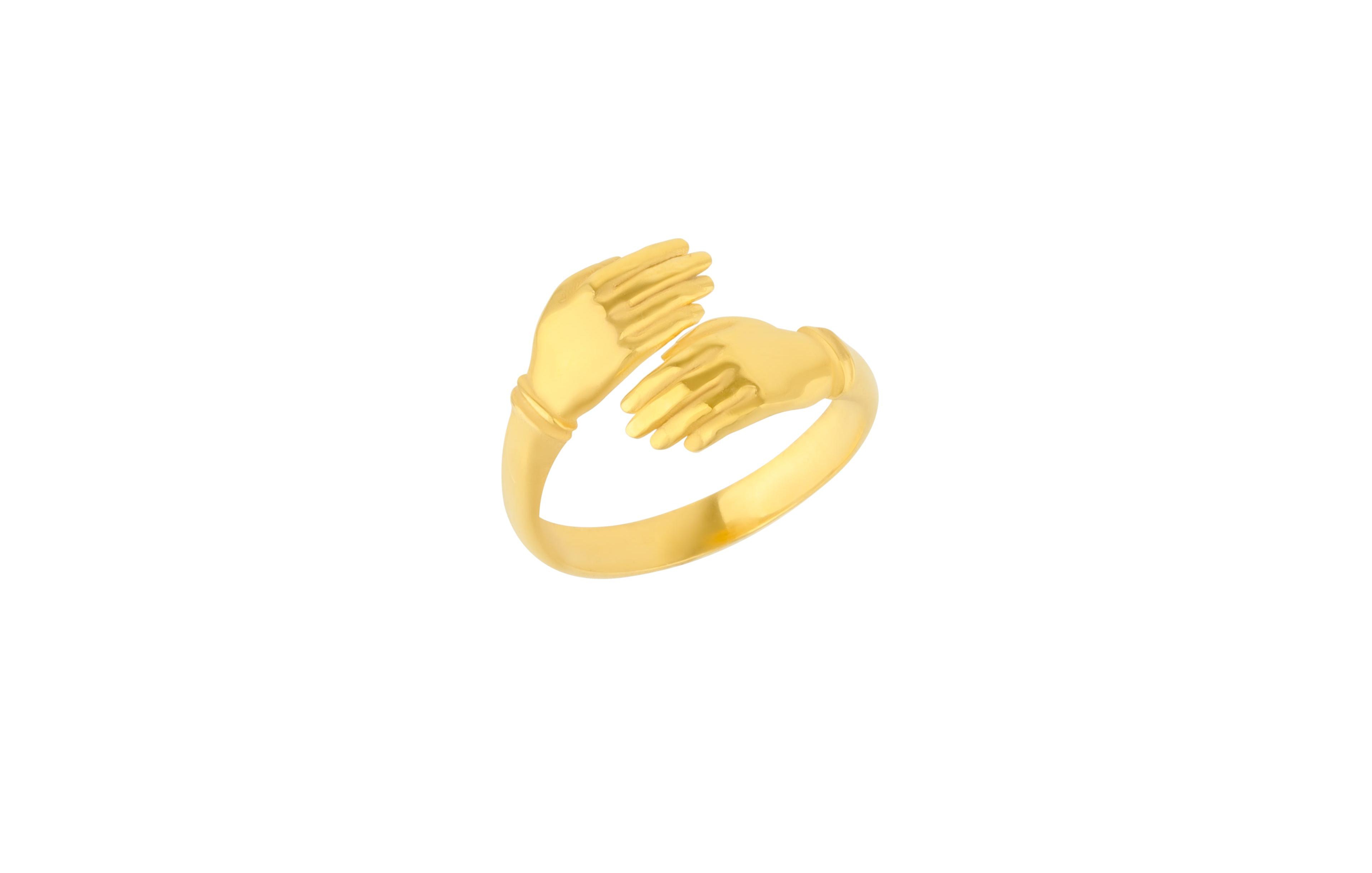 Spero London New Hug Ring With Hands Sterling Silver and Gold Plated