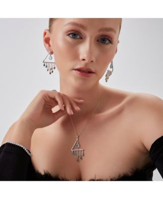 Colourful Rainbow Rain Drop Earrings in Sterling Silver