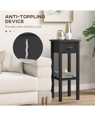 2-Tier Side Table with Drawer Shelf, End Table,