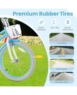 Kids Bike with Basket, Adjustable Seat & Training Wheels