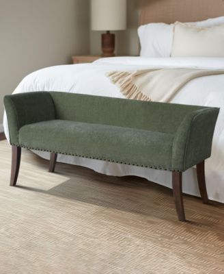 Welburn 49.5" Upholstered Bench with Back & Wood Legs