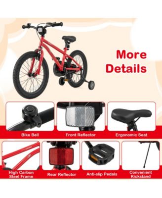 18-Inch Kids Bike Ages 3-8 with Handbrake and Coaster Brake and Bell Ring