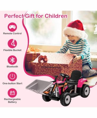 12V Battery Powered Kids Ride on Excavator with Adjustable Arm and Bucket-Pink
