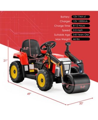 12V Kids Ride on Road Roller with 2.4G Remote Control-Red