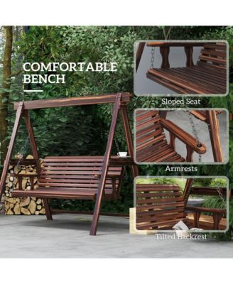 3 Seat Porch Swing with Sd and Side Tables,