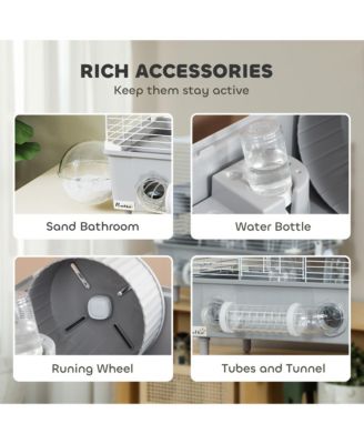 2-Tier Hamster Cage, Hamster Habitat with Accessories,