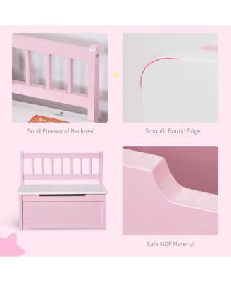 2-in-1 Wooden Toy Box Kids Seat Bench Storage Chest w/ Pneumatic Rod