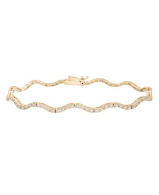 Diamond Wavy Tennis Bracelet (1 ct. tw) in 14k White Gold or 14k Yellow Gold, Exclusively at Macy's