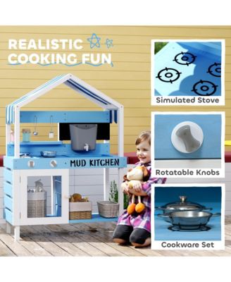 Mud Kitchen for Kids, Outdoor Play Kitchen w/ Sink, Faucet, Water k