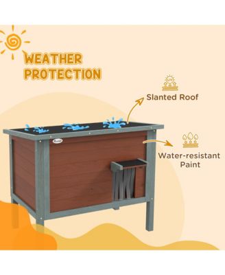 Outdoor Cat House, Wooden Feral Cat House W/ Removable Floor,